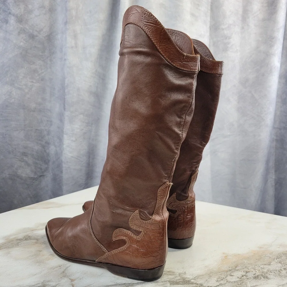 Mario Bruni Knee High Western Cowgirl Low Heel Boots Women's 7 B